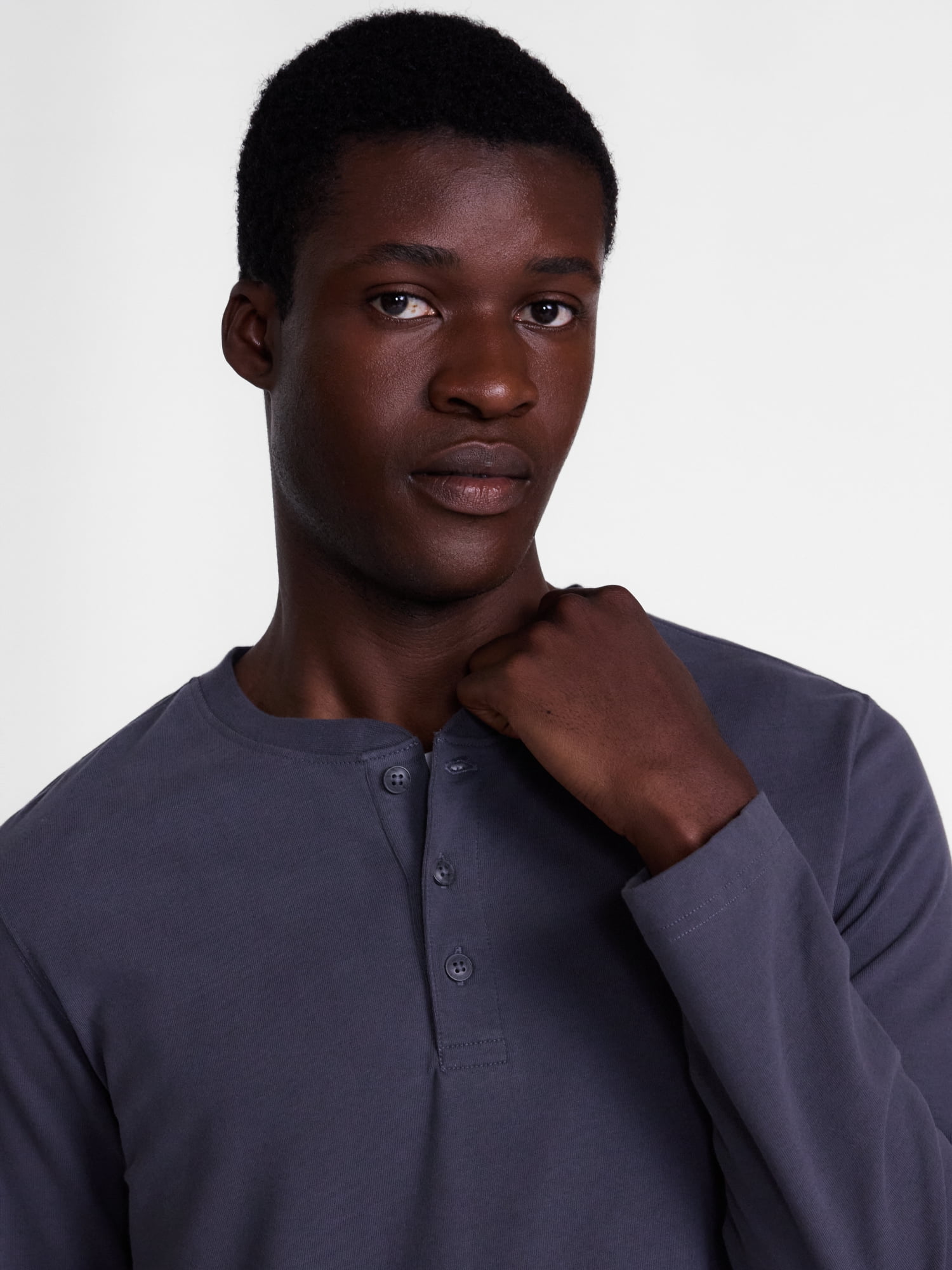 George Men's Henley Shirt with Long Sleeves, Sizes S-5XB