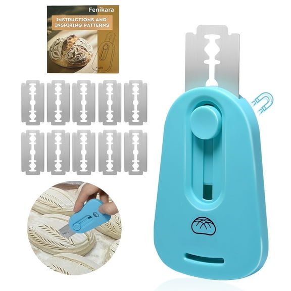 Bread Lame, Upgraded Extractable & Magnetic Bread Lame Dough Scoring Tool, Premium Sourdough scoring tool for Sourdough Bread baking & Bread Making Tools, Includes 10 Razor Blades (Blue)
