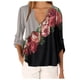 thumbnail image 2 of Pntutb Mujeres Casual tops Camisa Damas Cuello en V Estampado floral Camiseta suelta Blusa Camiseta top Pntutb Pntutb-48, 2 of 9