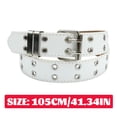 thumbnail image 2 of Women Double Grommet Studded Belts Imitation Leather Punk Waist Belt with Square Buckle Fashion Basic Wdie Waistband White One Size, 2 of 5