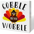 thumbnail image 1 of Thanksgiving Table Wooden Box Sign Decor Gobble Til You Wobble Thankful Autumn Table Decor Fall Turkey Farmhouse Tabletop Decorations for Home Kitchen Harvest Thanksgiving Rustic Desk Decor, 1 of 3