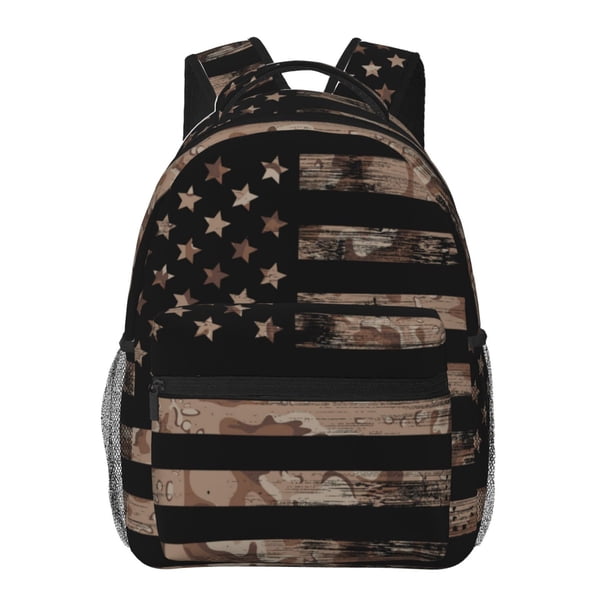 Easygdp American Flag with Desert Camouflage Mochila Ergonómica Versátil para Laptop - Múltiples Bolsillos, Correas Ajustables, Unisex para Escuela, Viajes y Actividades al Aire Libre-One Size