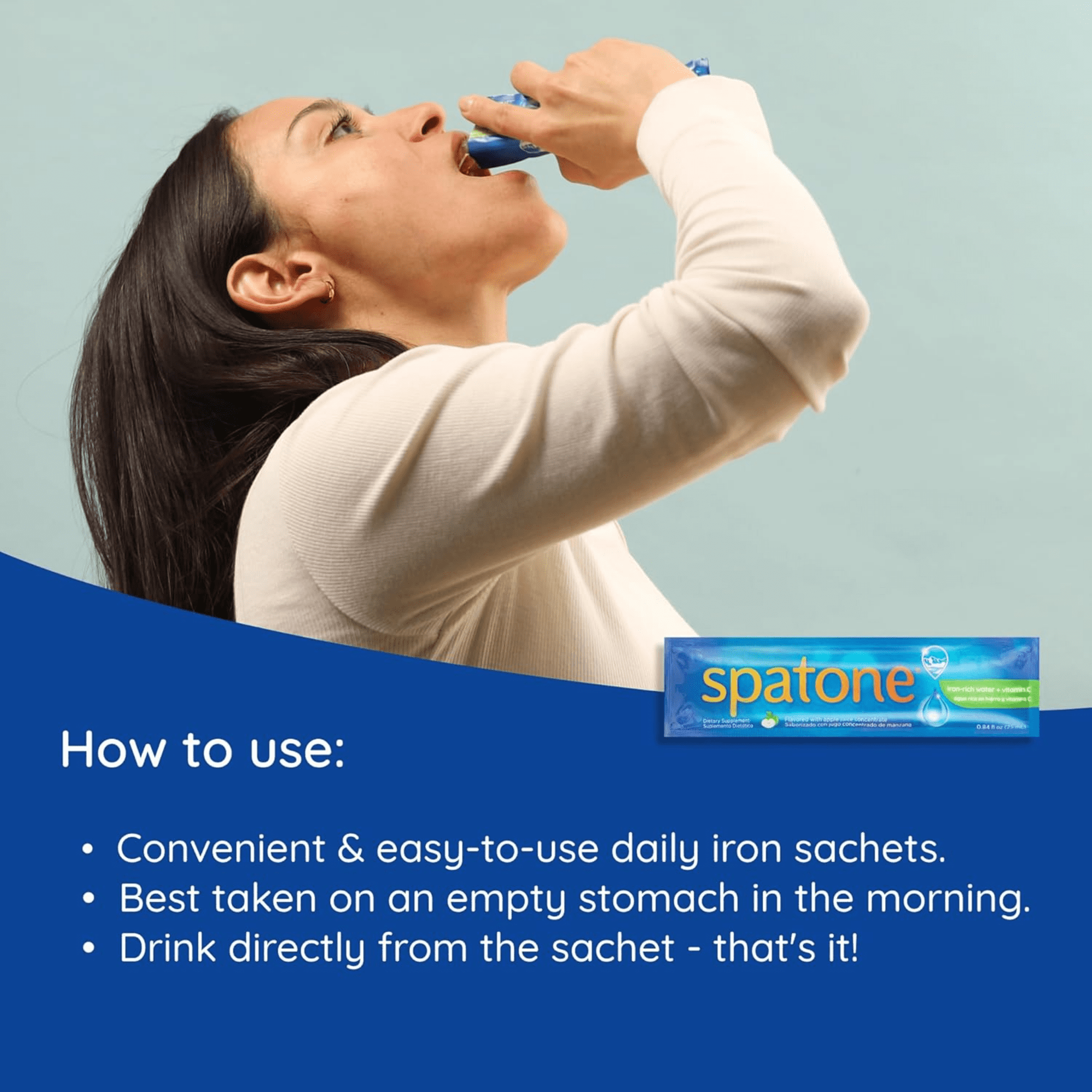 Spatone Natural Liquid Iron Supplement, Apple Flavor - 20 mL Sachet