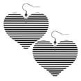 thumbnail image 6 of Leather Heart Earrings Dangle For Women Black White Mosaic Vertical Stripes Love Earrings Drop For Women, 6 of 6