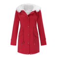 thumbnail image 2 of Shiusina Women's Warm Hooded Thick Padded Outerwear Big Collar Jackets Red XXXL, 2 of 9