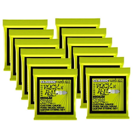 Nickel 12 String Slinky - 12 PACK Ernie Ball 2251 Classic Pure Nickel Slinky Electric Guitar Strings 10-46