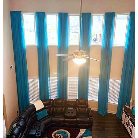 Extra Long Sheer Voile Curtain Panel - Custom Length For High Ceilings & 2-Story Windows