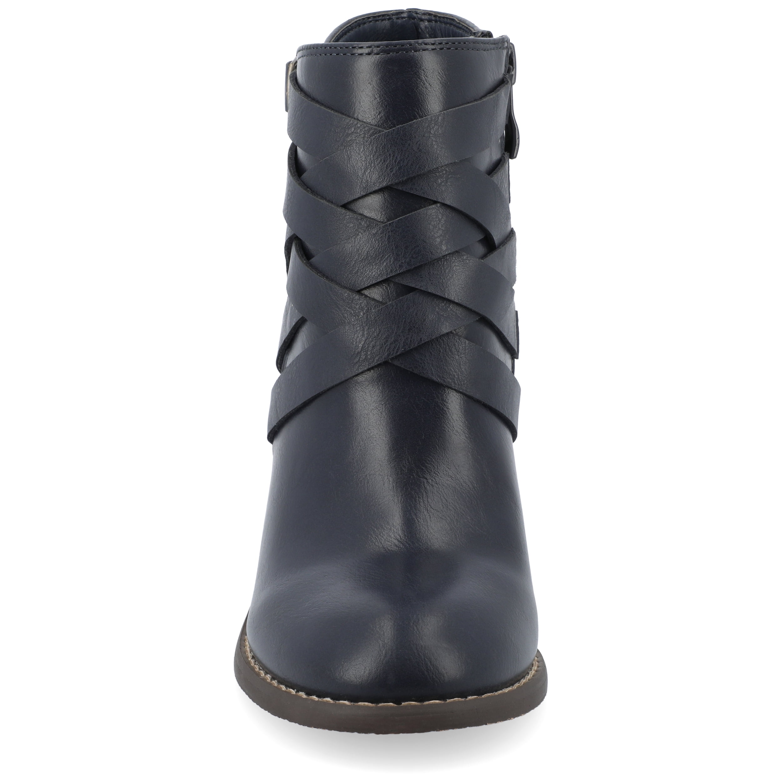 Journee Womens Strap Inside Zip Stacked Heel Booties, Widths Available