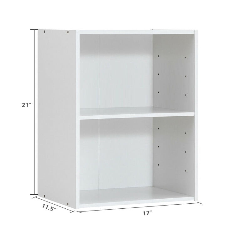 Resenkos Bookshelf,Shelf, Open Bookcase Book Shelf,Storage Shelf Unit Plant Stand,2-Tier Bookcase Open Display Rack Cabinet with Adjustable Shelves-Rustic White