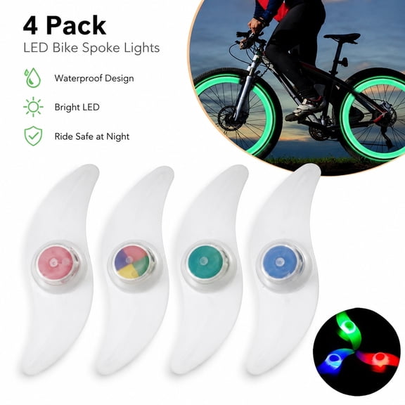 4 Pack LED Bike Spoke Lights, Color Morphing Bicycle Wheel Lights with Constant & Flashing Modes, Waterproof Cycling Rim Lights for Mountain Bike Road Bike Night Riding Safety Decoration
