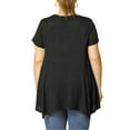 thumbnail image 4 of DARING DIVA Women's Plus Crew Neck Flowy Swing Loose Tunic Tops 4X Black, 4 of 8