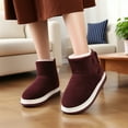 thumbnail image 2 of AUXDIQ Women Men Winter Boots Slippers Home Warm Fleece Booties Slipper Anti Slip House Shoes Indoor Outdoor, Red, 5/6 US, 2 of 5