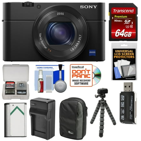 Sony Cyber-Shot DSC-RX100 IV 4K Wi-Fi Digital Camera with 64GB Card + Battery + Charger + Case + Flex Tripod + (Sony Rx100 Best Price Usa)