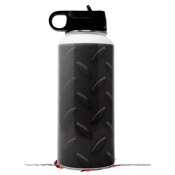 Skin Wrap Decal compatible with Hydro Flask Wide Mouth Bottle 32oz Diamond Plate Metal 02 Black (BOTTLE NOT INCLUDED)