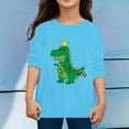 thumbnail image 2 of Ulitacool Tops For Girls Christmas Long Sleeve Dinosaur Pattern O Neck Xmas Tee 10-11 Years Blue, 2 of 4