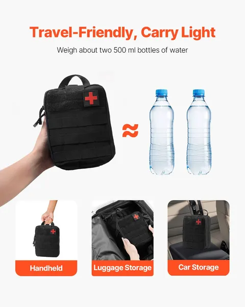 250 Piece 600D Nylon Trauma First Aid Survival Kit for Camping Hiking Hunting Outdoor Adventure Emergency Gear