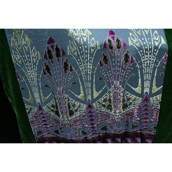 Decorative Silk Inc. 100% SILK VELVET BURNOUT FABRIC 45”  WIDE BY YARD (BLUE/MAGENTA - AA28)