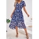 thumbnail image 3 of Vestido PRETTYGARDEN Cruzado con Cuello en V, Floral, con Cinturón, Talla M, 3 of 7