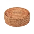 thumbnail image 6 of Clearance!Set of 6 Handmade Rattan Coaster, Round Wicker Drink Coasters Sets, Natural Trivets Cup Base Plates, Decor Coaster for Kitchen, Coffee Table, Brown, 3.1-6.2 Inch, 6 of 6