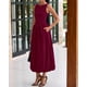 thumbnail image 4 of Vestido BTFBM para mujer 2025, casual, sin mangas, midi, color vino, 4 of 9