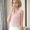 thumbnail image 6 of DHFJKG Womens V Neck T Shirts Sleeveless Tank Top Summer Office Shirts Chiffon Casual Work Dressy Blouses Solid Color Comfortable Tops, 6 of 7