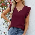 thumbnail image 4 of ZyeKqe Dressy Casual Tops for Women Ruffle Cap Sleeve Shirts Casual V Neck Tank Tops Loose Fitted Summer Top, 4 of 6