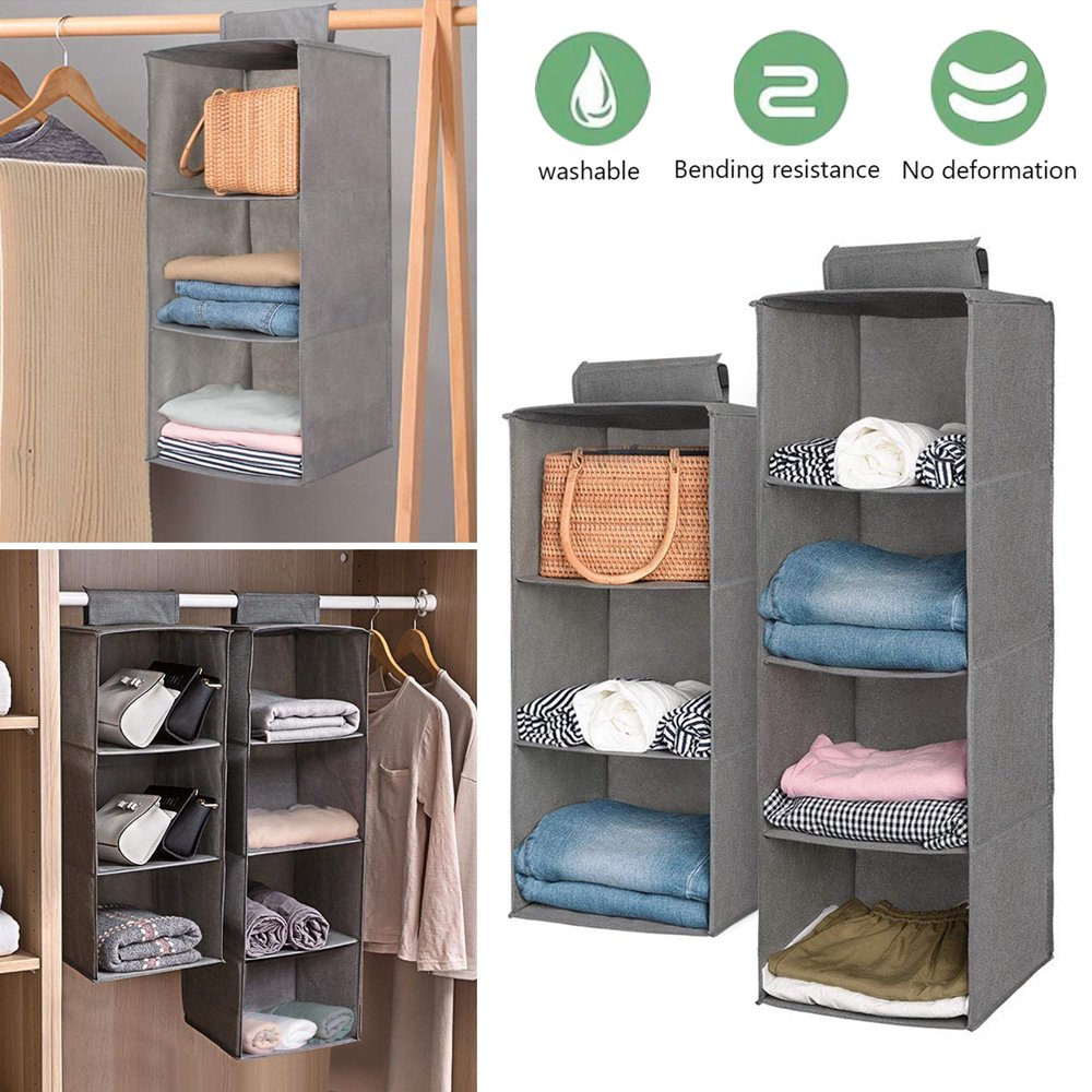 3 Shelves Hanging Closet Organizer, Cloth Hanging Shelf for for Closet Organizer with 2 Sturdy