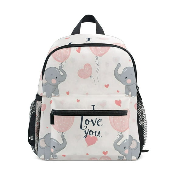 FORMRS School Backpack with Front Zippered Pocket 12" Elementary Student Travel Daypack, Cute Elephant