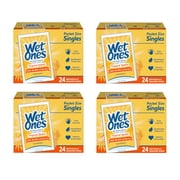 Wet Ones Antibacterial Hand Wipes Singles, Tropical Splash, 24 Ct - Pack of 4