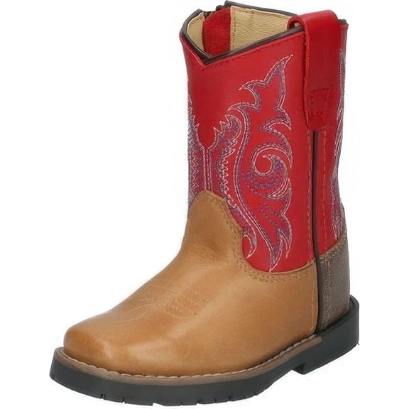 SMOKY MOUNTAIN BOOTS Toddler Boys Western Boots, Color: Tan and Red, Size: 5, Width: R