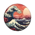thumbnail image 3 of LNWH Retro Japanese Waves Pattern Waterproof Spare Tire Cover, Universal Spare Tire Wheel Covers 16 inch, 3 of 8