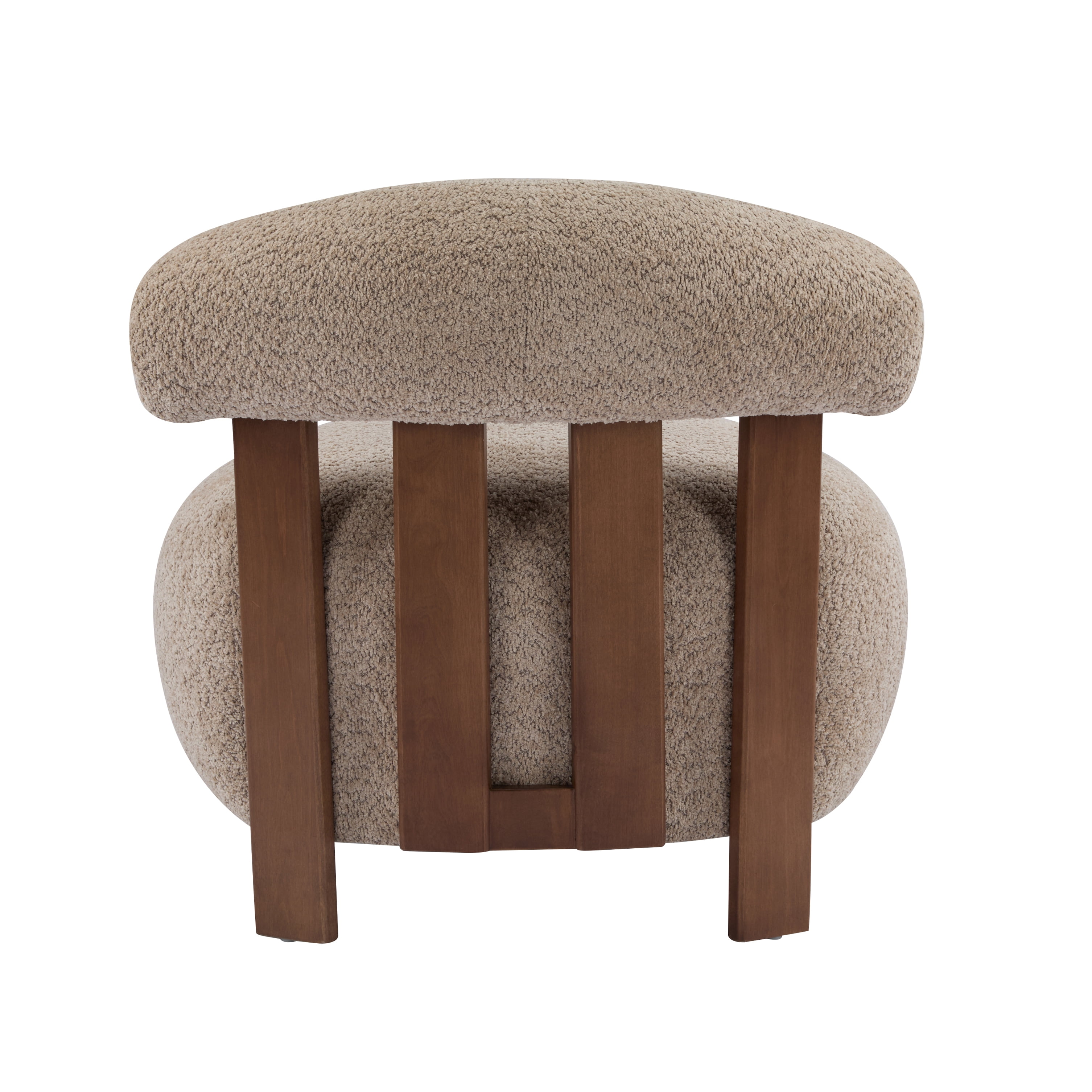 Noble House Modern Boucle Fabric Accent Chair,Plush Rounded Shape with Curved Backrest,Light Brown