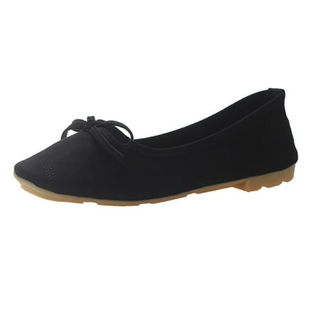 

Sandals Women Suede Bow Shallow Mouth Soft Sole Round Toe Casual Shoes