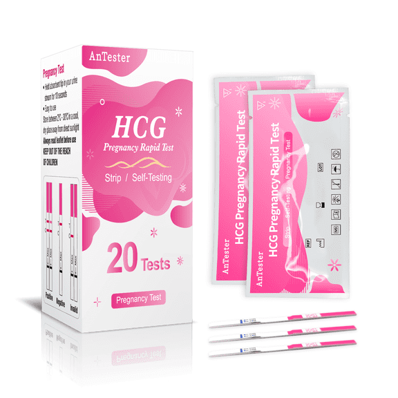 Antester Pregnancy Test Strips Kit with Urine Cups 20 Pack HCG Test Strips - Early Detection Home Pregnancy Test Rapid Prenancy Tests Kit 5mm Wider 10mIU/mL