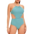 thumbnail image 1 of Aayomet High Cut One Piece Swimsuit Slimming One Piece Bathing Suits Ruffle Sleeve Modest Swimwear,Blue XXL, 1 of 2