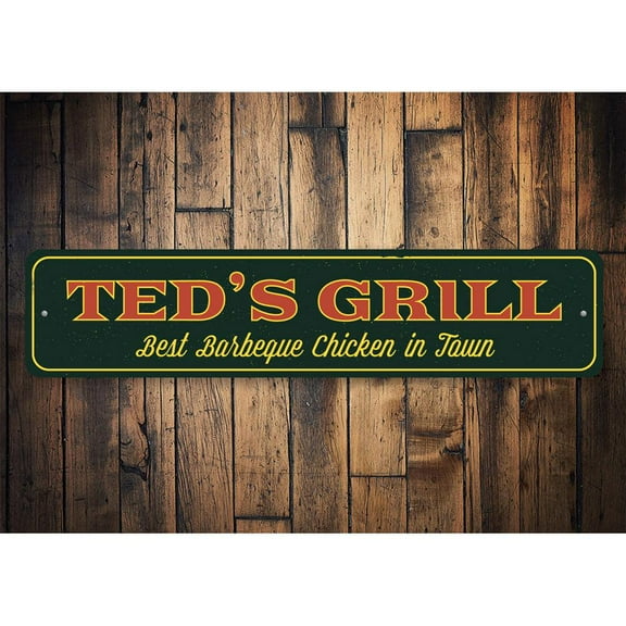 Grill Novelty Sign, Metal Wall Decor - 4x18 inches