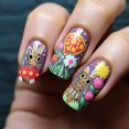 thumbnail image 4 of QIPOPIQ Ongles Pressés de Pâques Moyens Carrés Faux Ongles Style Abstrait Faux Ongles Fleur Colorée Ongles Collants Couverture Complète Ongles Acryliques Réutilisables Pâques, 4 of 6