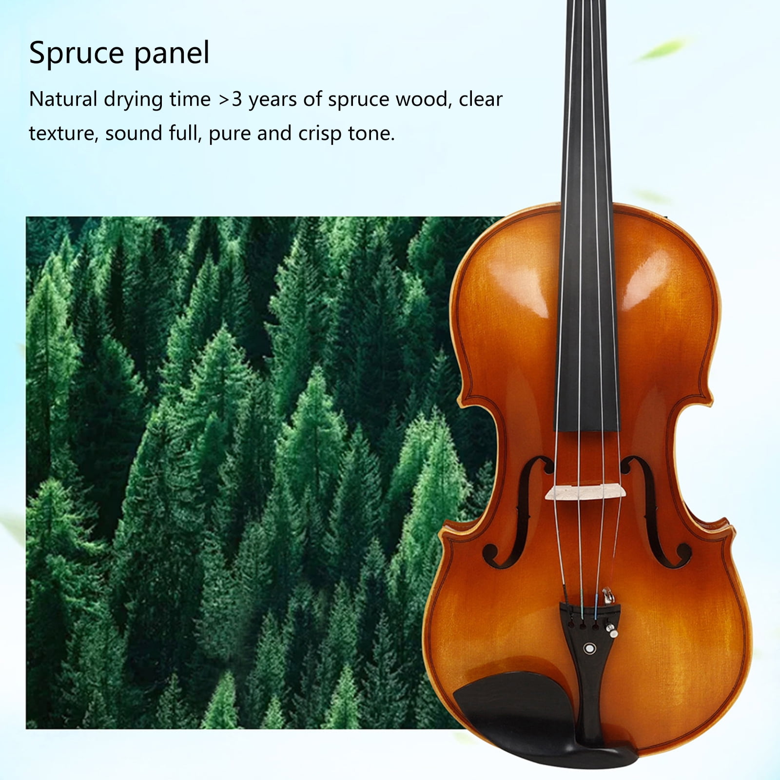 FEAMOS Spruce Wood Viola with Bow and Carrying Case Stringed Instrument 16 Inch Viola Replacement Kits for Beginners Students