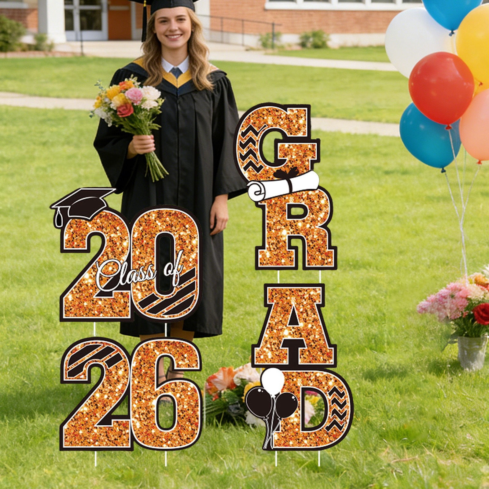 2026 Graduation Yard Sign With Stake Class Of 2026 Outdoor Grad Decor Congrats Grad Garden Sign Graduation Lawn Sign For High School College Grad Party Outdoor Decoration