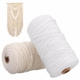 thumbnail image 3 of Durable 200m White Cotton Cord Natural Beige Twisted Cord Rope Craft Macrame String DIY Handmade Home Decorative Supply 3mm, 3 of 4