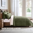 thumbnail image 4 of EVERGRACE 3 Pieces Luxurious Queen Velvet Quilts, Ultra Soft Lightweight Velvet Comforter Set, Matelasse Oversized Bedspread Coverlet for All Season with 2 Shams, Olive Green, 92''x96'', 4 of 7