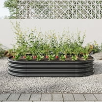 Spaco Raised Garden Bed Outdoor, Oval Large Metal Raised Planter Bed for for Plants, Vegetables, and Flowers - Black