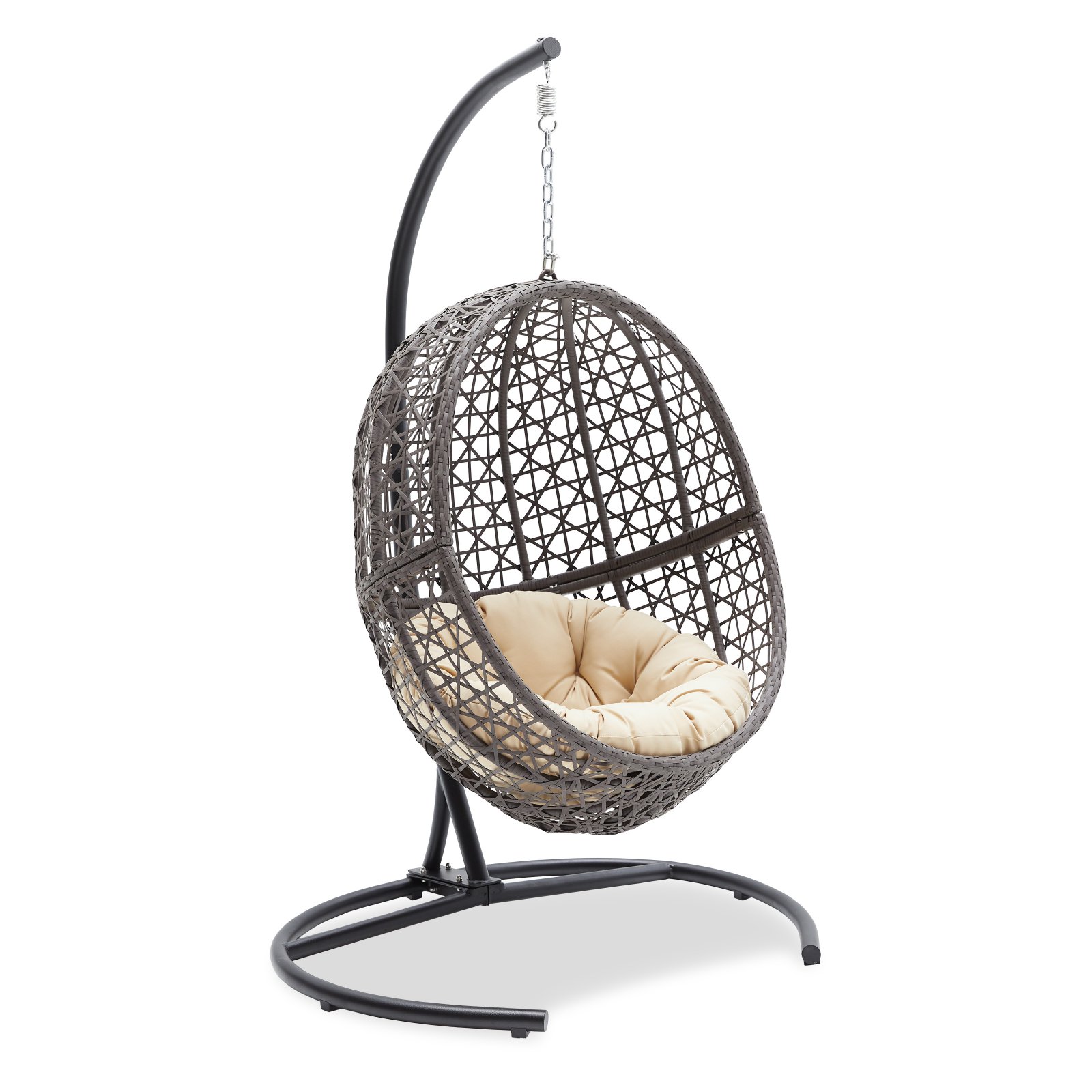 Belham Living Resin Wicker Hanging Egg Chair with Cushion and Stand - image 2 of 11