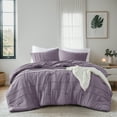 thumbnail image 2 of Regency Heights Twin/Twin XL Comforter Set, Boho 2-Piece Pintuck Stitching Dorm Bedding Set, Soft Washed Pleated Bed Sets with Pillow Sham Purple, 2 of 11