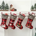 thumbnail image 2 of ZPAQI Christmas Stockings 18 Inch Plaid with Plush Cuff Classic Xmas Stocking Decorations for Fireplace Home, 2 of 15