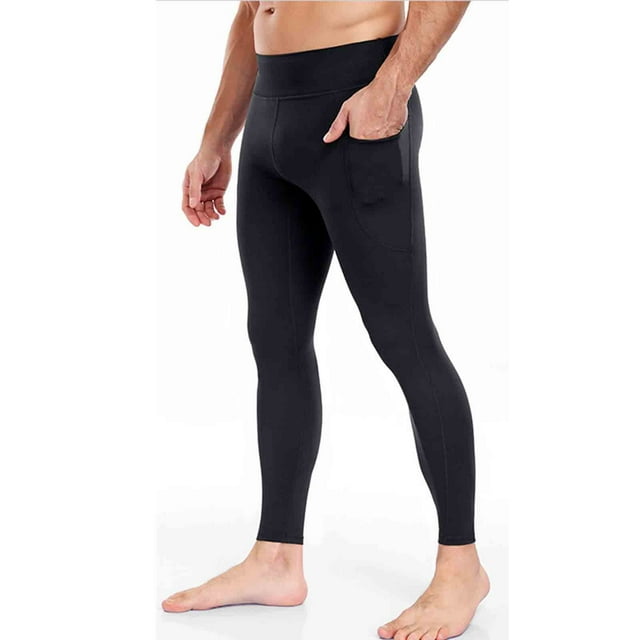 Ceisia Men High Elastic Yoga Sports Pants Solid Color Pocket Breathable Gift Running Cycling Trousers