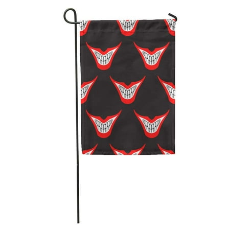 LADDKE Evil Clown Playing Joker Smile Creepy Spooky Scary Smiles Red Lips and Bared Teeth Fool Day Halloween Garden Flag Decorative Flag House Banner 12x18 inch
