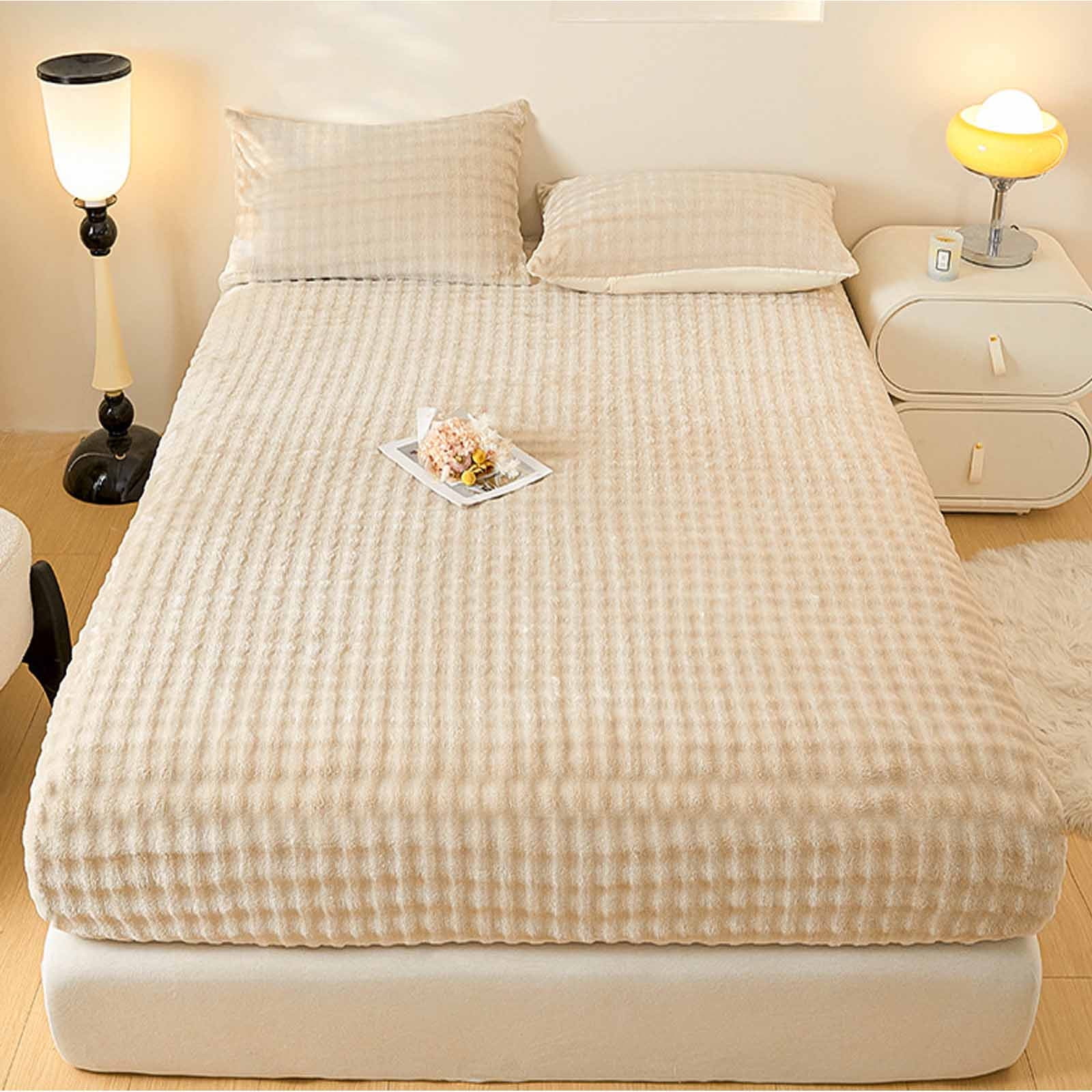 Mouliraty Bed Sheet Winter Velvet Bed Piece Padded Bed Cover Mattress Protector Thickened Velvet Bed Cover Velvet Bedspread