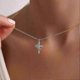 thumbnail image 2 of 14K Gold Plated Crown Cross Necklace Diamond Accent, 2 of 5