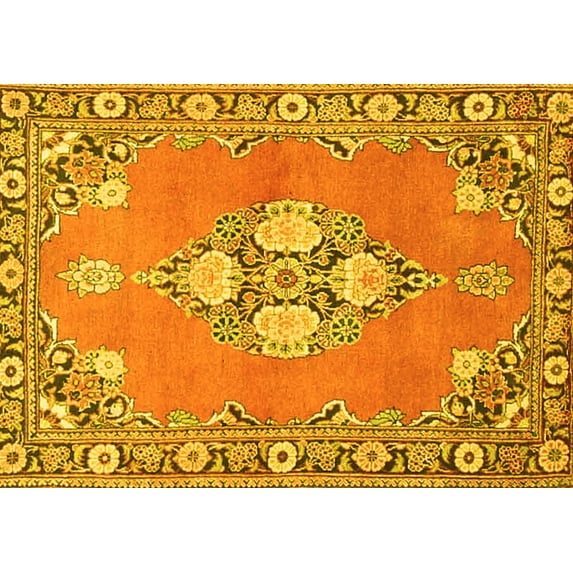 Ahgly Company Indoor Rectangle Persian Yellow Traditional Area Rugs, 7' x 10'